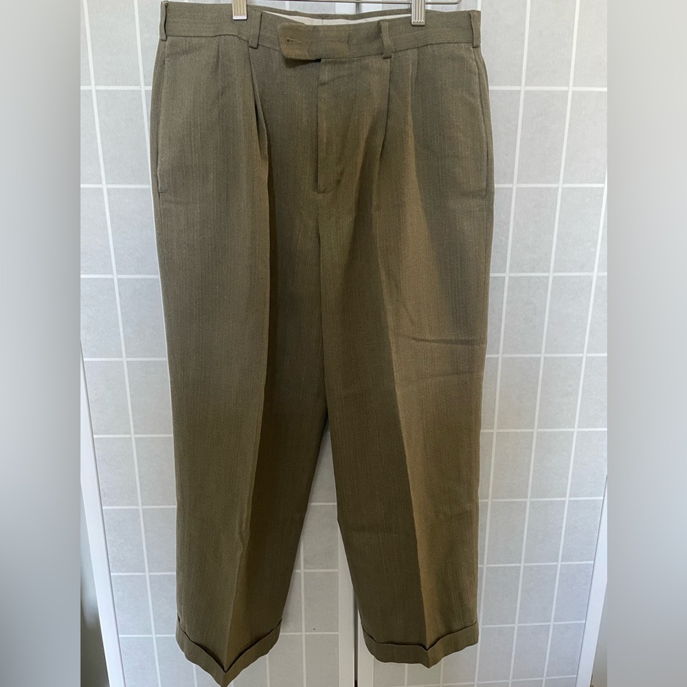 Slates classic fit dress pants, wool blend, brown, 32X30 (cuffed to 28”).